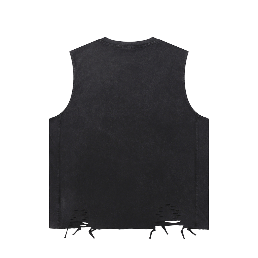 Rose of Death Snow Washed Raw-Hem Tank Top