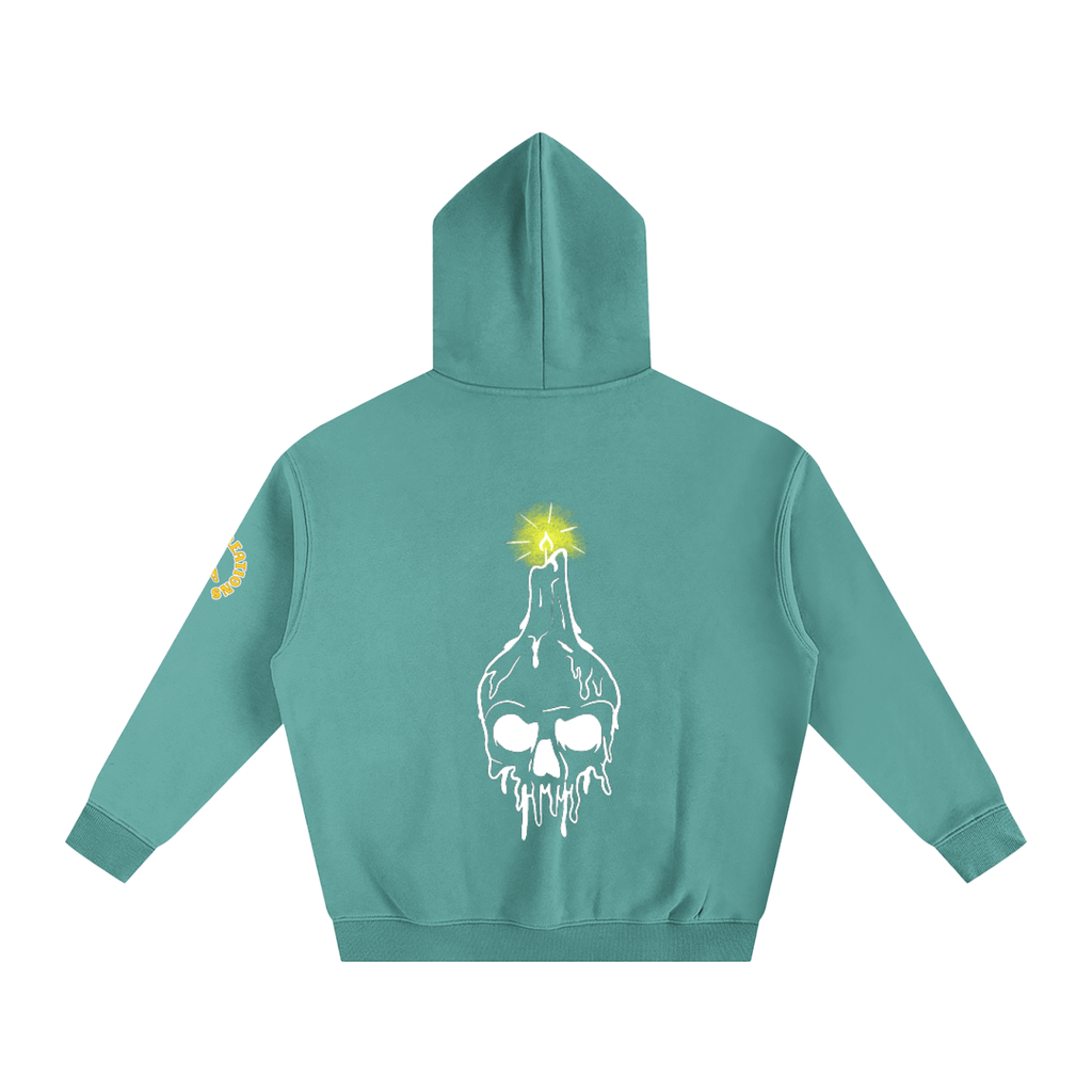 Candle Skull, Oversize Fleeced Hoodie
