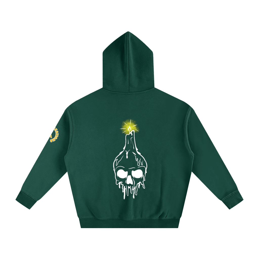 Candle Skull, Oversize Fleeced Hoodie