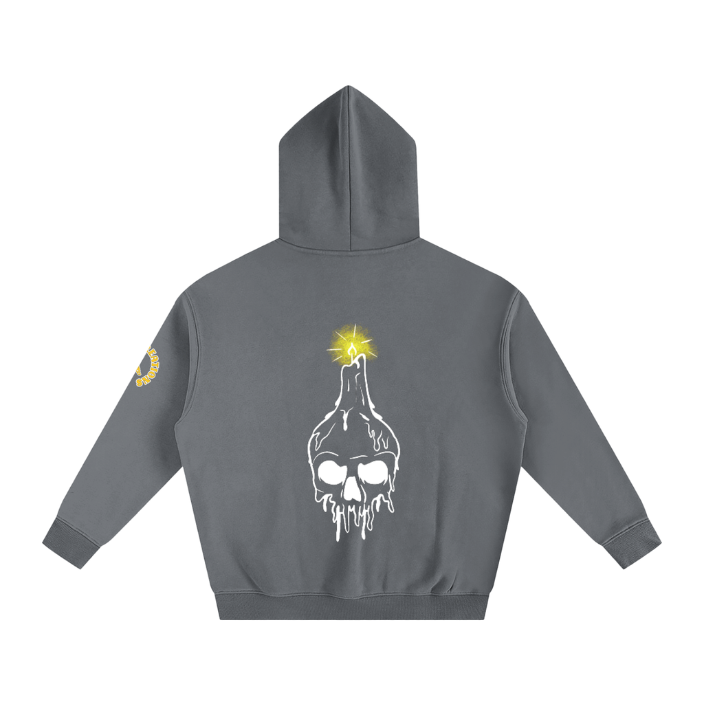 Candle Skull, Oversize Fleeced Hoodie