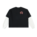 Rose of Death Layered Contrast Sleeve Cotton T-Shirt