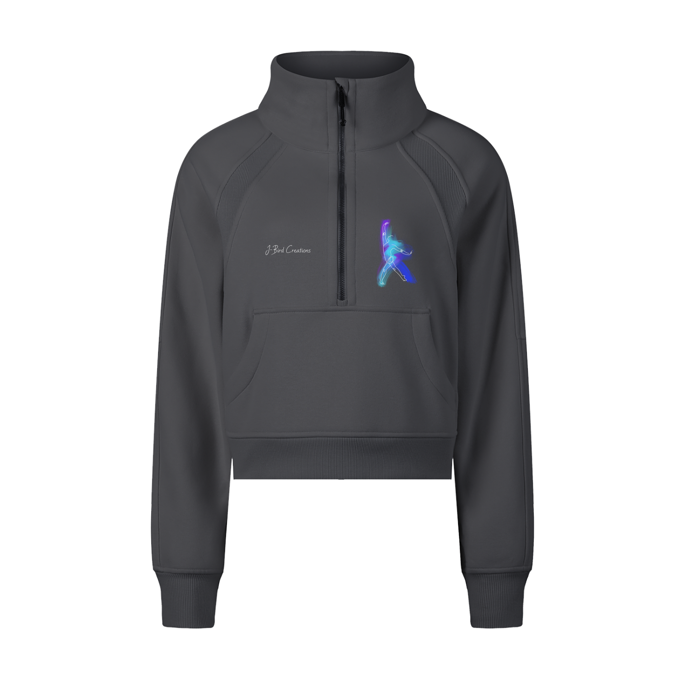 Emotion Through Motion, Cropped Half-Zip Sweatshirt