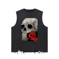 Rose of Death Snow Washed Raw-Hem Tank Top
