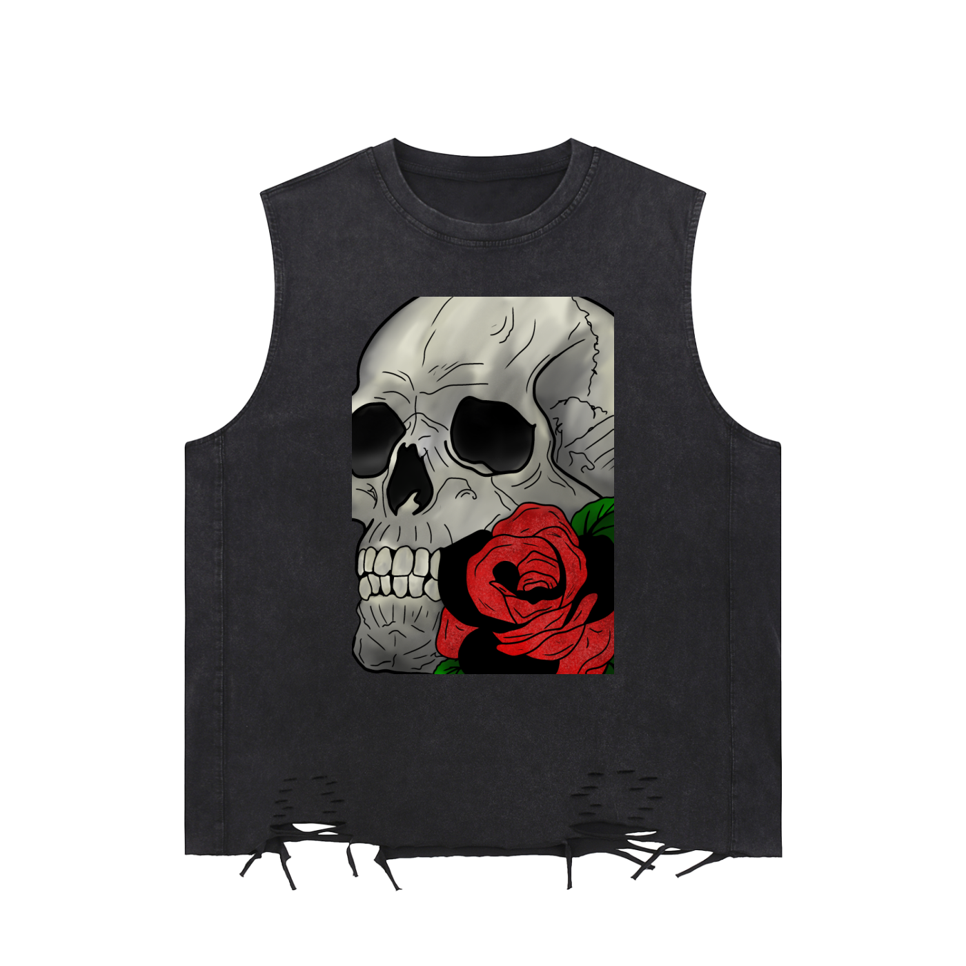 Rose of Death Snow Washed Raw-Hem Tank Top
