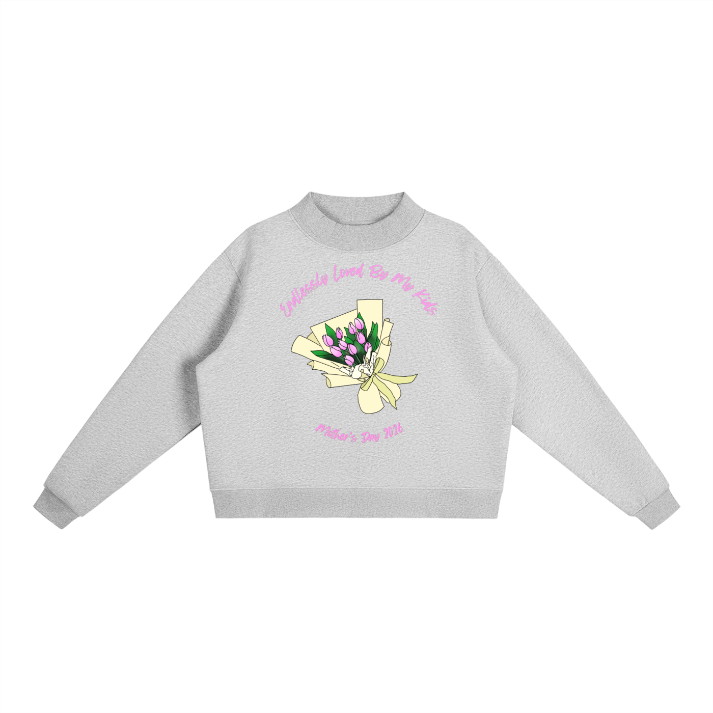 Endlessly Loved By My Kids, Essential Fleece Mock-Neck Crew Sweatshirt
