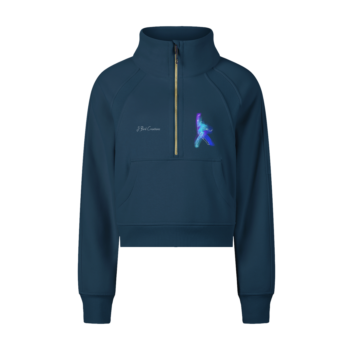 Emotion Through Motion, Cropped Half-Zip Sweatshirt