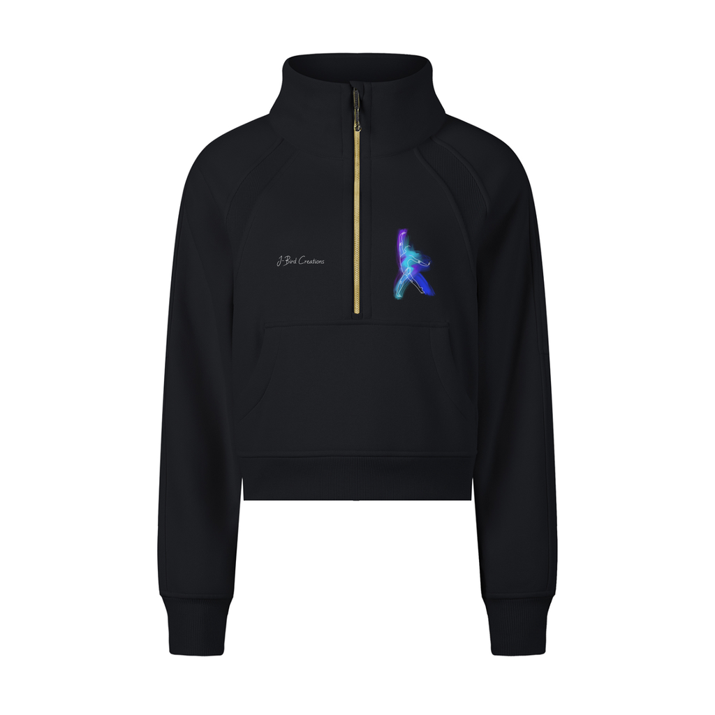 Emotion Through Motion, Cropped Half-Zip Sweatshirt